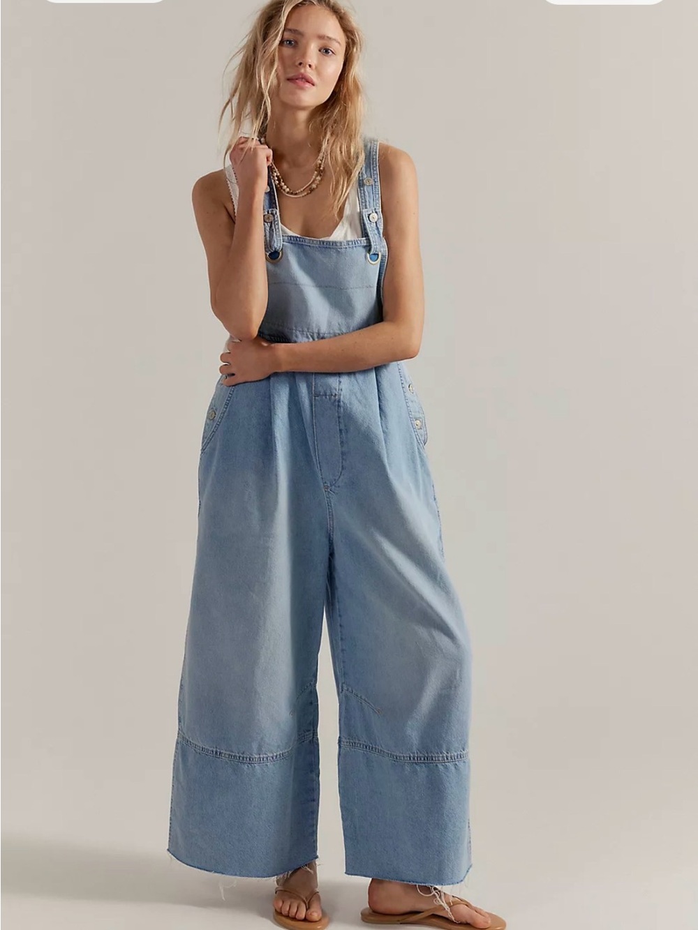 We the Free Light Blue Wide-Leg Denim Overalls -*Free People* size small Rambler